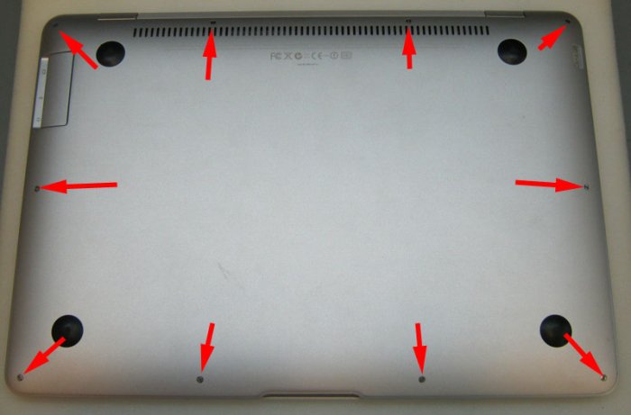 винты крепления задней крышки MacBook Air